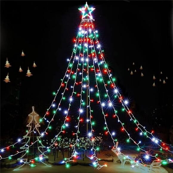 344 LED Christmas Star String Lights with 9 Strands 11.9ft Waterfall Tree Lights - Picture 7 of 7